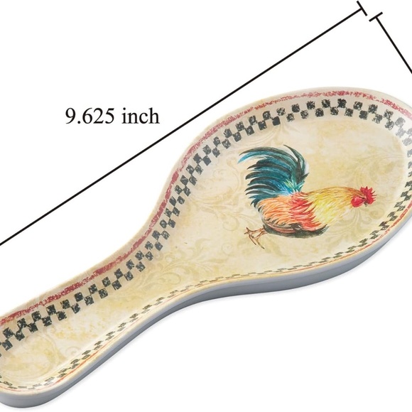 Country Rooster Melamine Spoon Rest, Cooking Spoon Holder for Stove Top - Picture 2 of 4